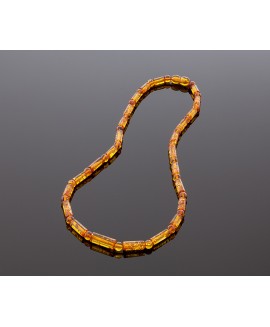 Cylinder style honey amber necklace
