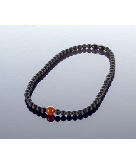 Round black amber necklace, 6mm