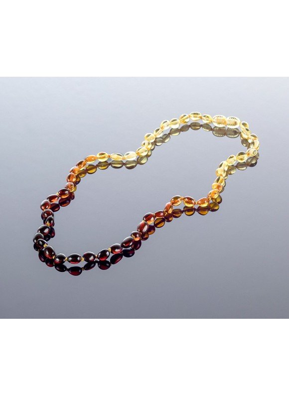 Baltic amber necklace - small rainbow olive beads