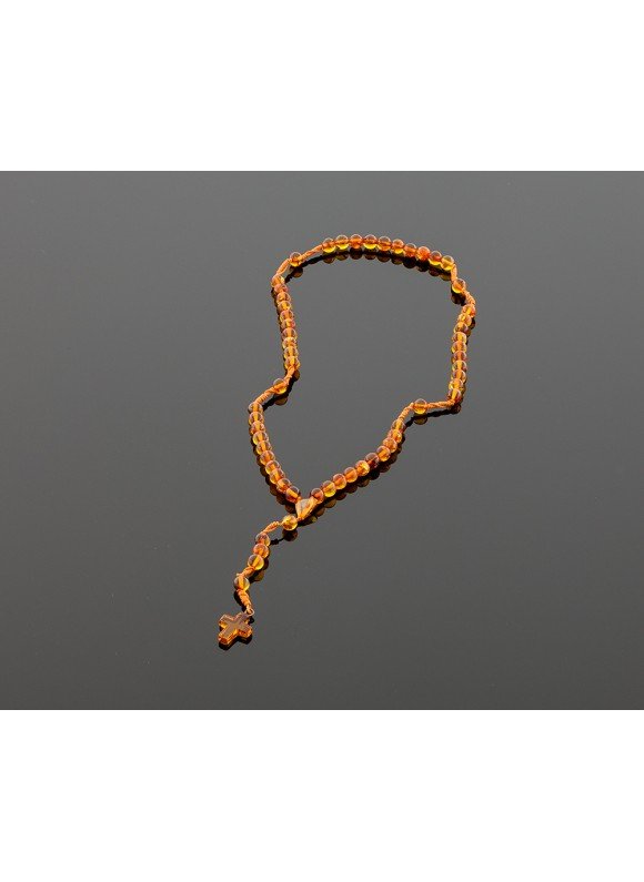 Christian amber rosary - honey color