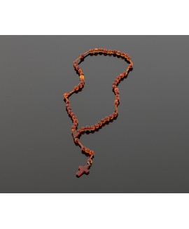 Christian amber rosary - cognac color