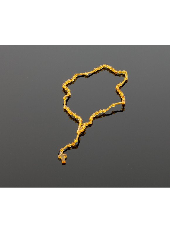 Christian amber rosary - lemon color