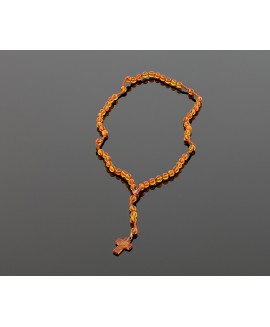 Christian amber rosary - light cognac color