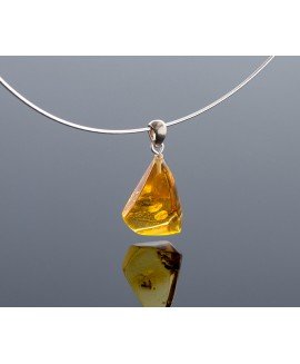 Silver transparent amber pendant