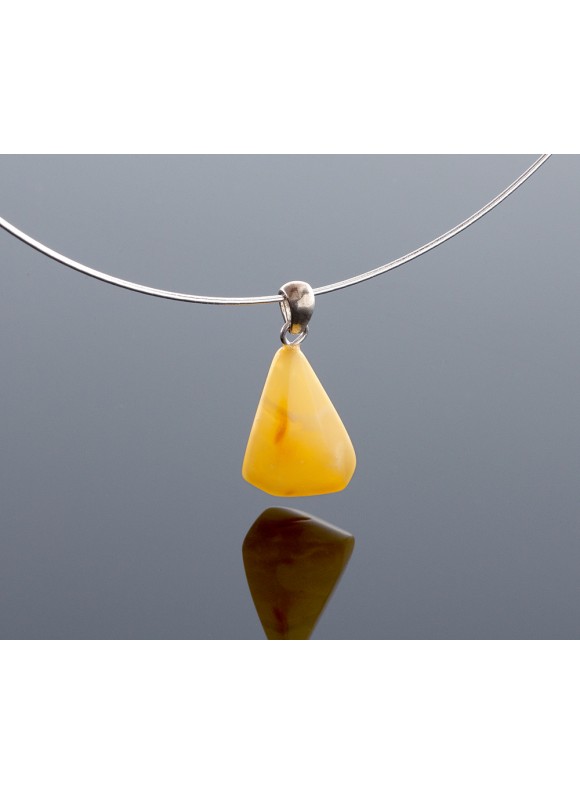 Silver opaque amber pendant