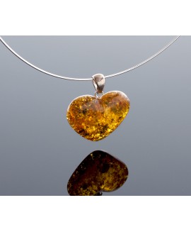 Baltic amber heart-pendant with silver loop
